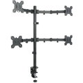 Quad Monitor Desk Mount – Adjustable Arms for Four 13"–32" Screens, Black