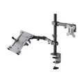 Single Monitor & Laptop Desk Mount – Adjustable Dual Arm for Up to 32" Monitor, Black