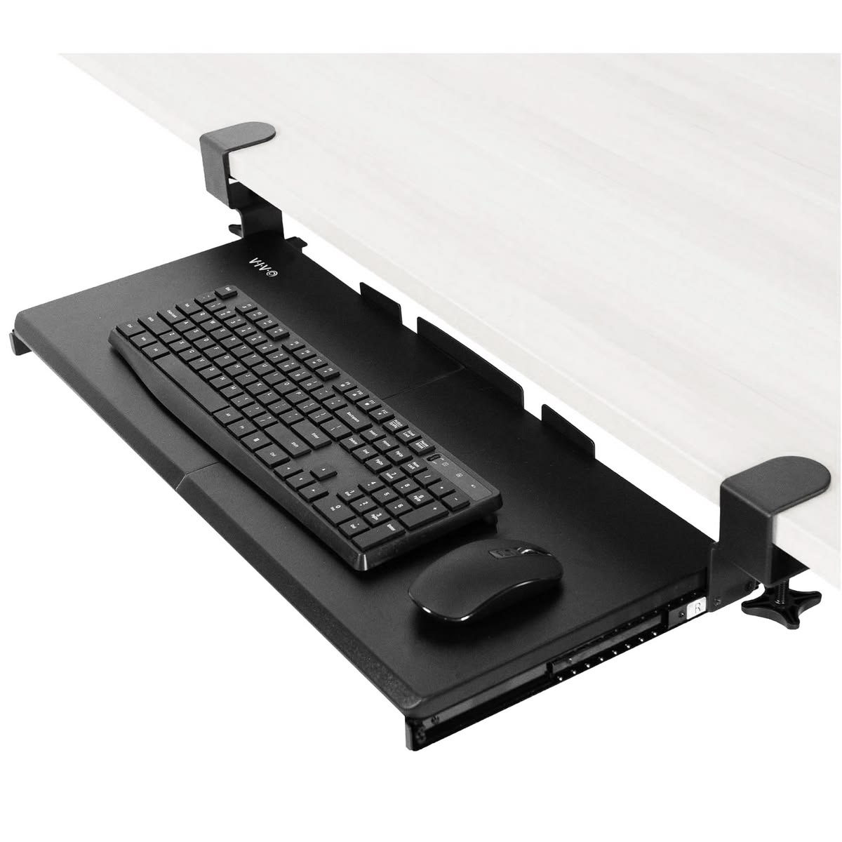 Clamp-On Under Desk Keyboard Tray – Sliding Platform for Keyboard & Mouse, Black